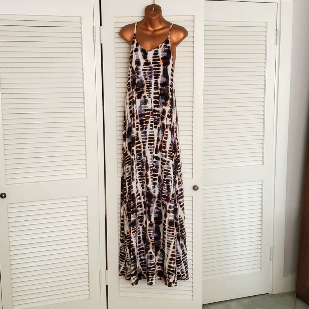 Mercer and Madison White with Multi color spaghetti strap maxi dress S or L